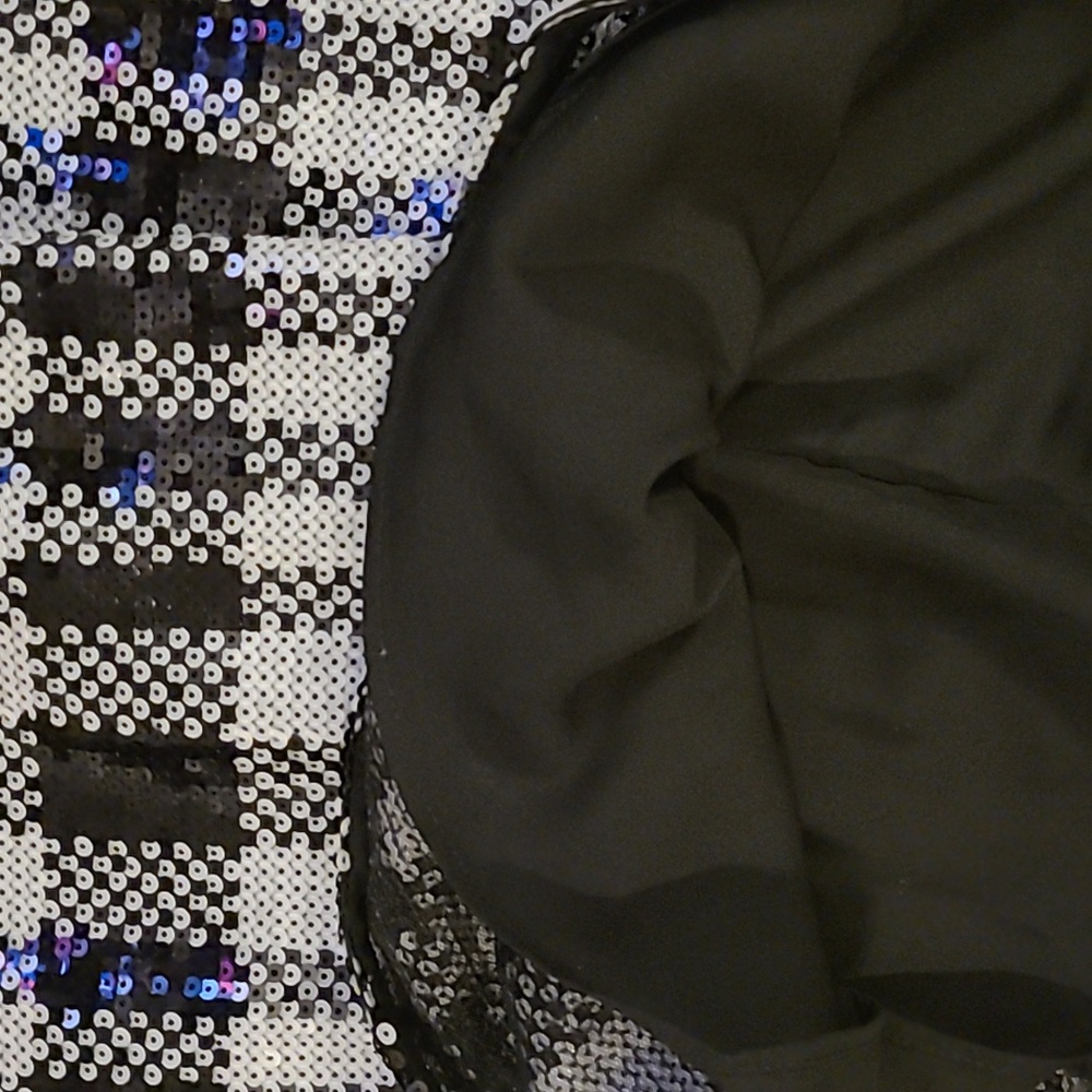 DRAPER JAMES WOMENS BLACK & WHITE SEQUIN SHEATH DRESS SIZE 4 - Picture 11 of 17